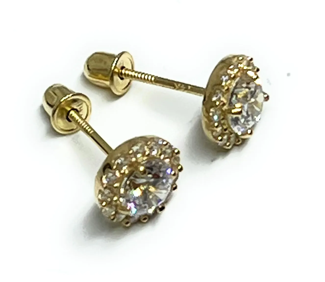 10k Solid Gold Cubic Zirconia Mini Dainty Stud Earrings (FCE 08)