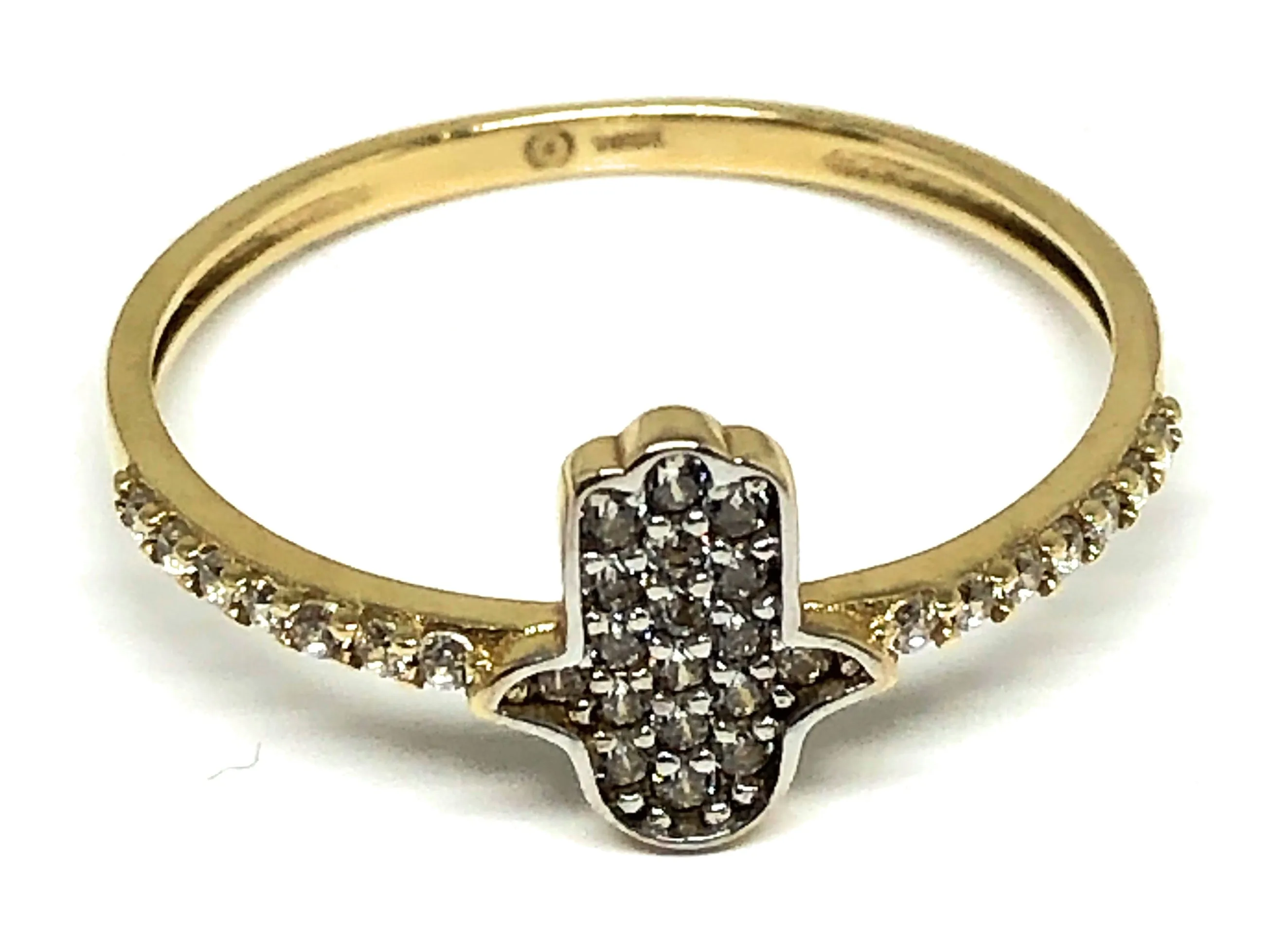 10k Solid Gold MINI HAMSA HAND CZ Ring