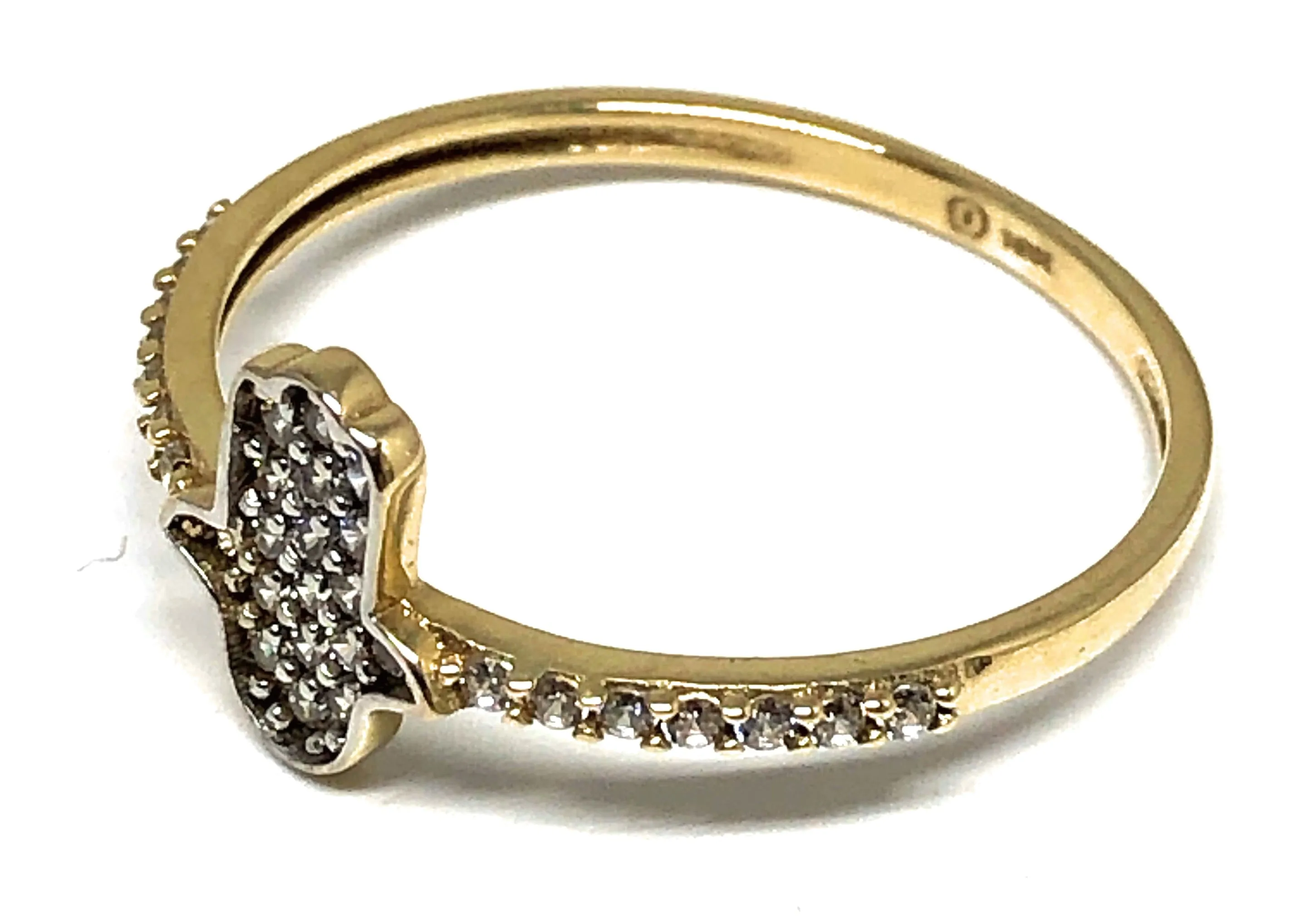 10k Solid Gold MINI HAMSA HAND CZ Ring