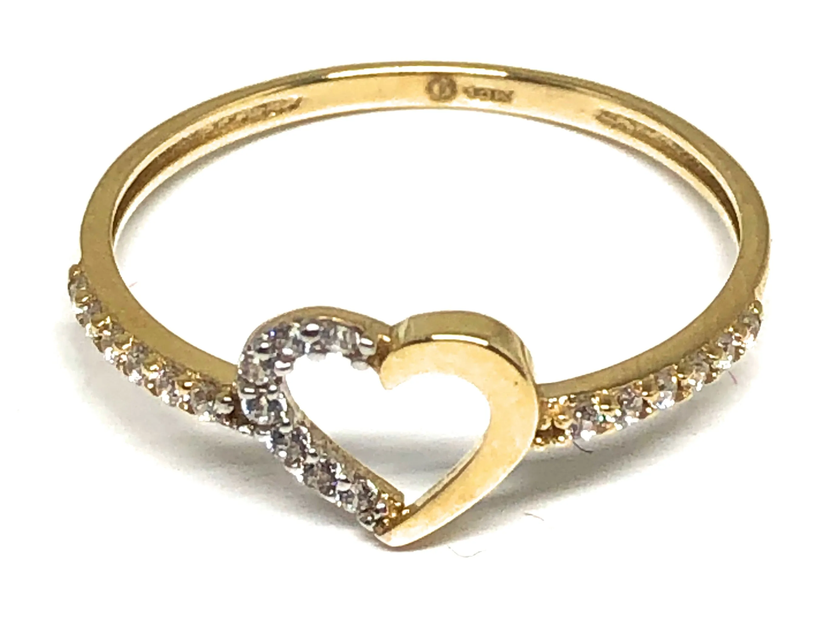 10k Solid Gold Yellow MINI Gold Heart CZ Ring