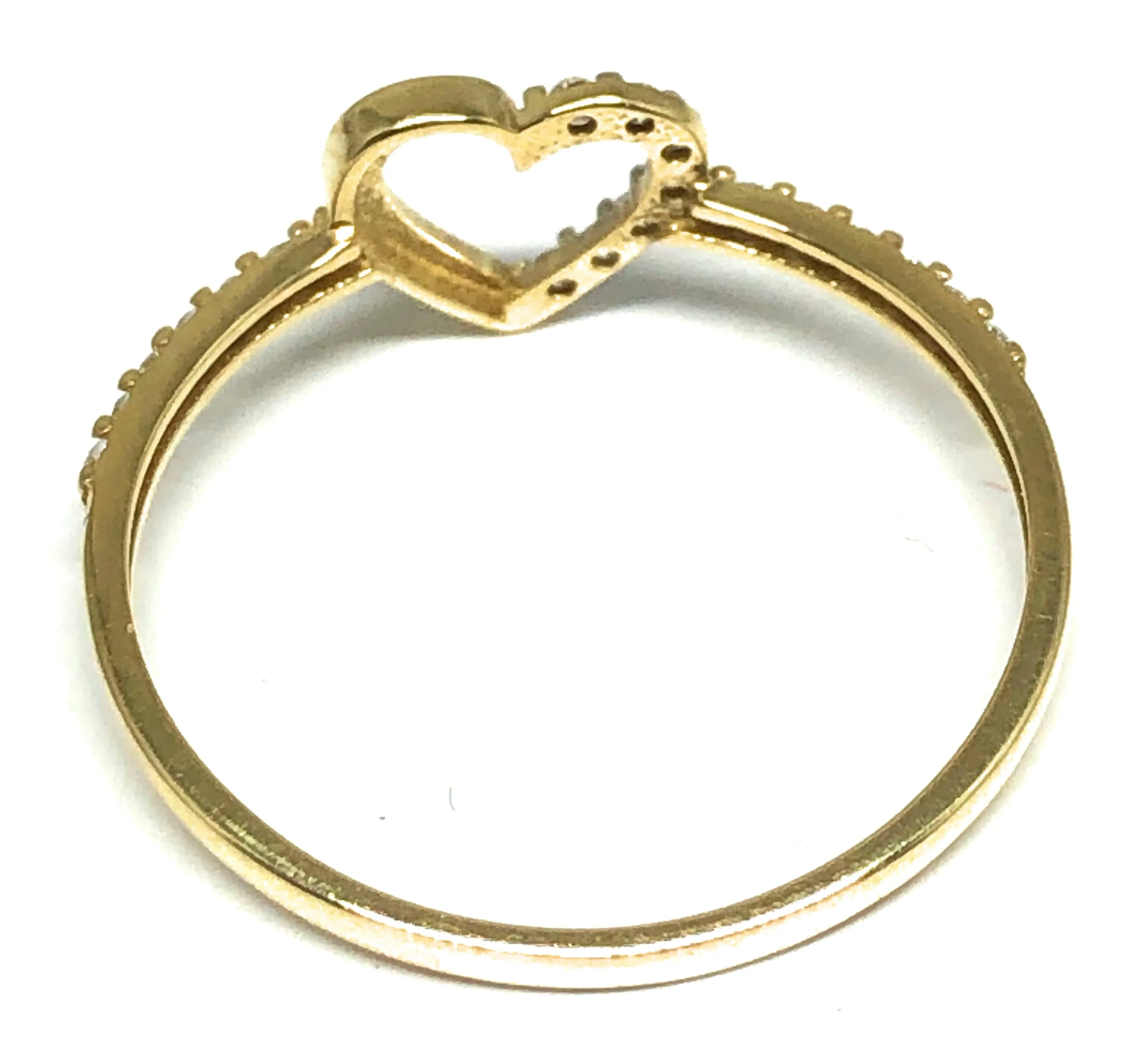 10k Solid Gold Yellow MINI Gold Heart CZ Ring