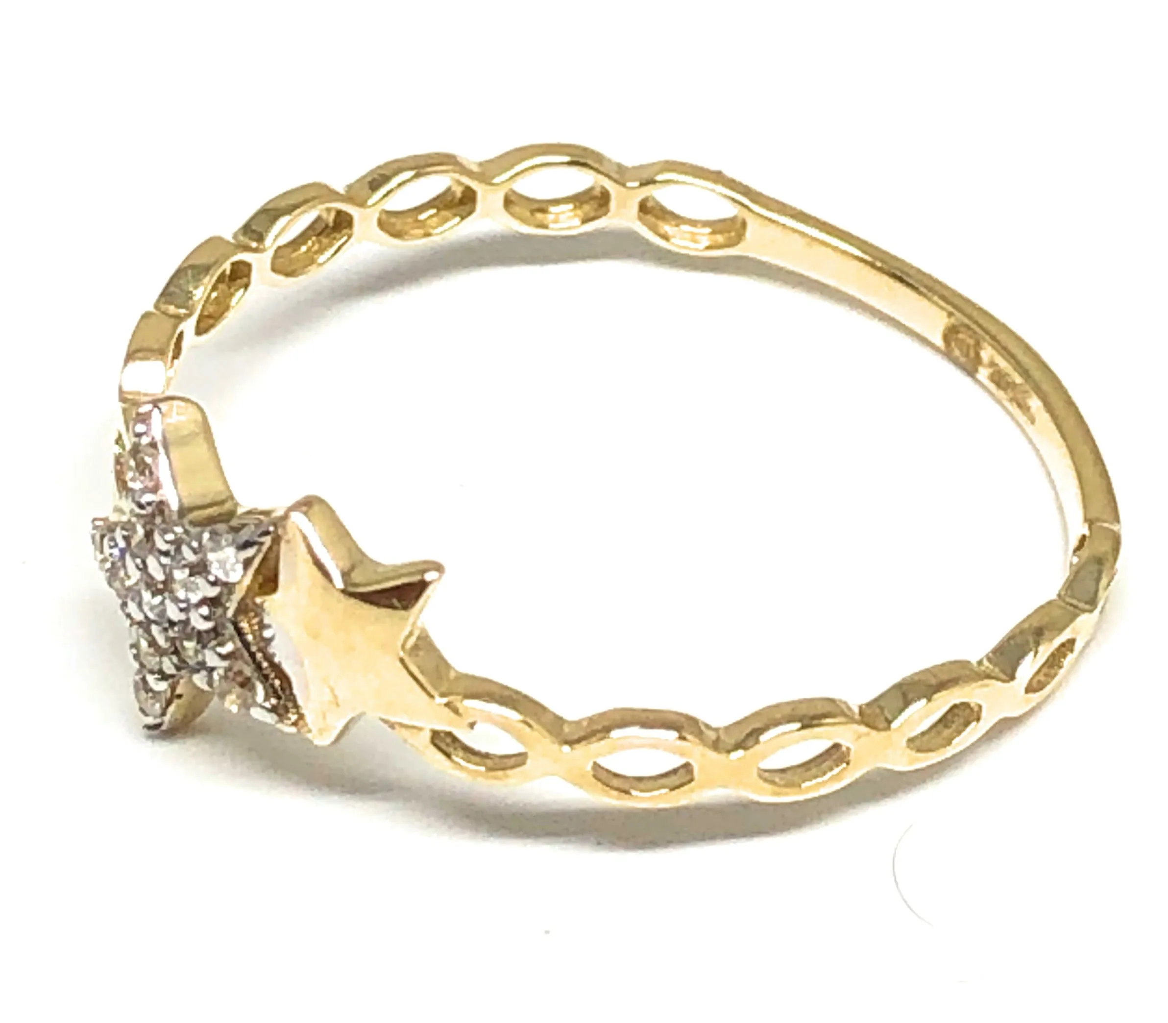 10k Solid Gold Yellow MINI Gold Stars CZ Ring