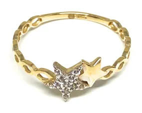 10k Solid Gold Yellow MINI Gold Stars CZ Ring