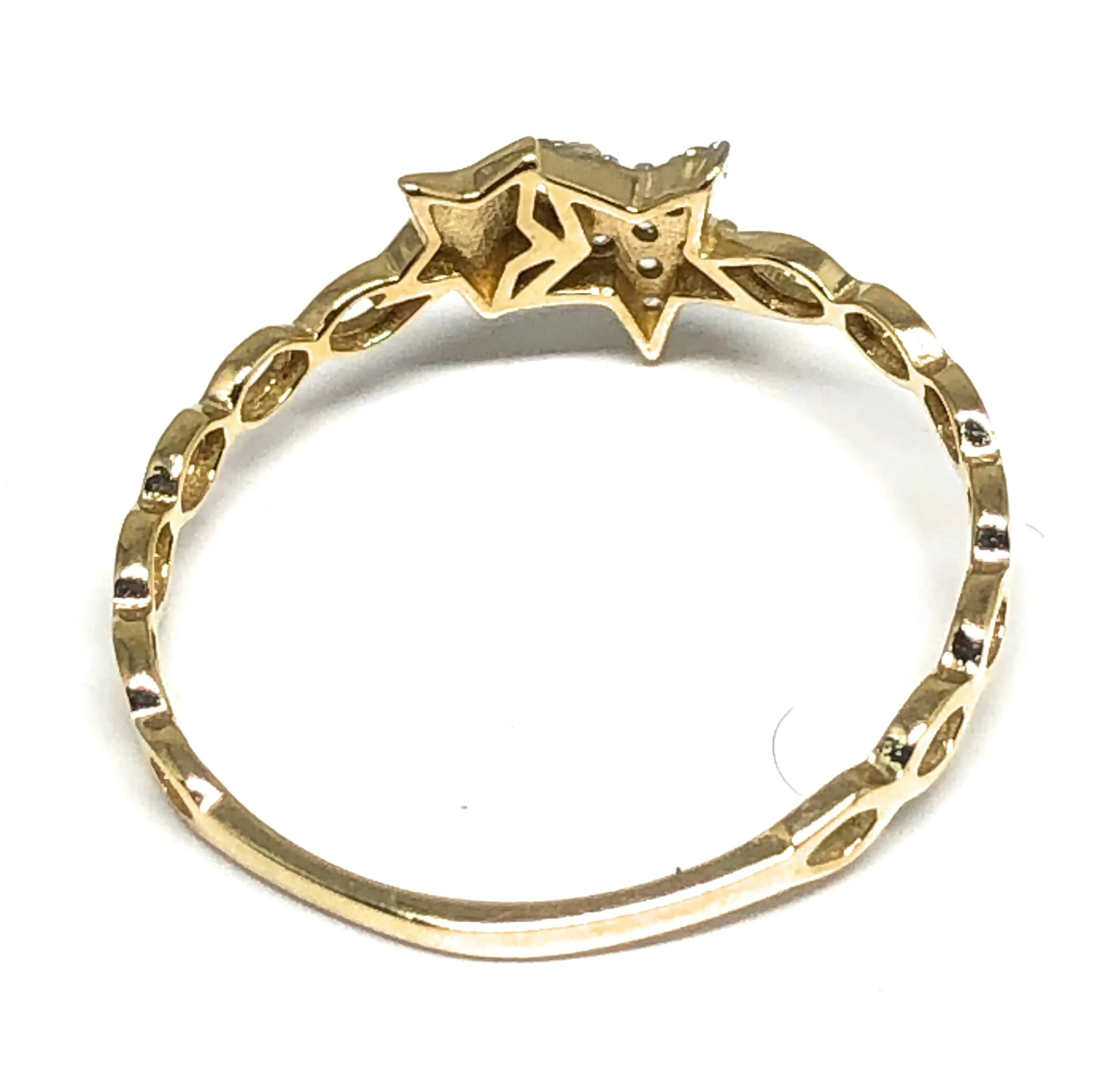 10k Solid Gold Yellow MINI Gold Stars CZ Ring