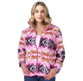 112321396 - Wrangler Sherpa Southwestern Zip - Pink