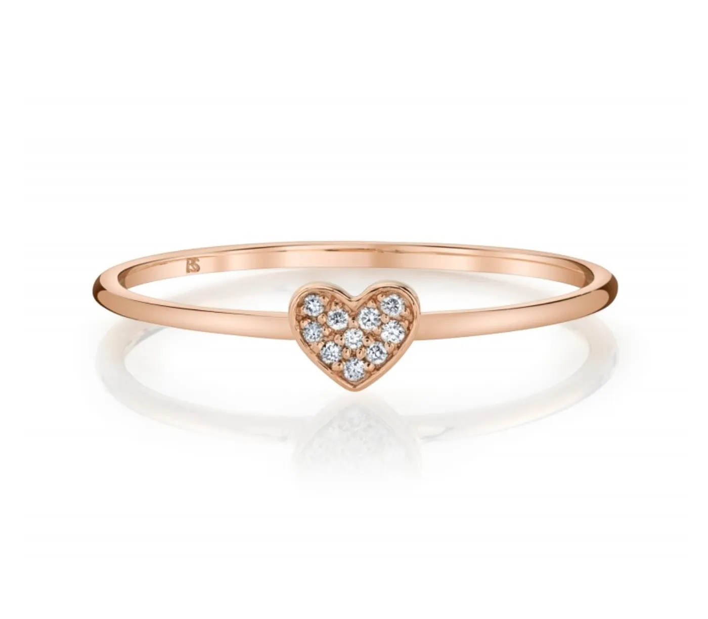 14K Rose Gold Diamond Mini Heart Ring