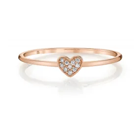 14K Rose Gold Diamond Mini Heart Ring