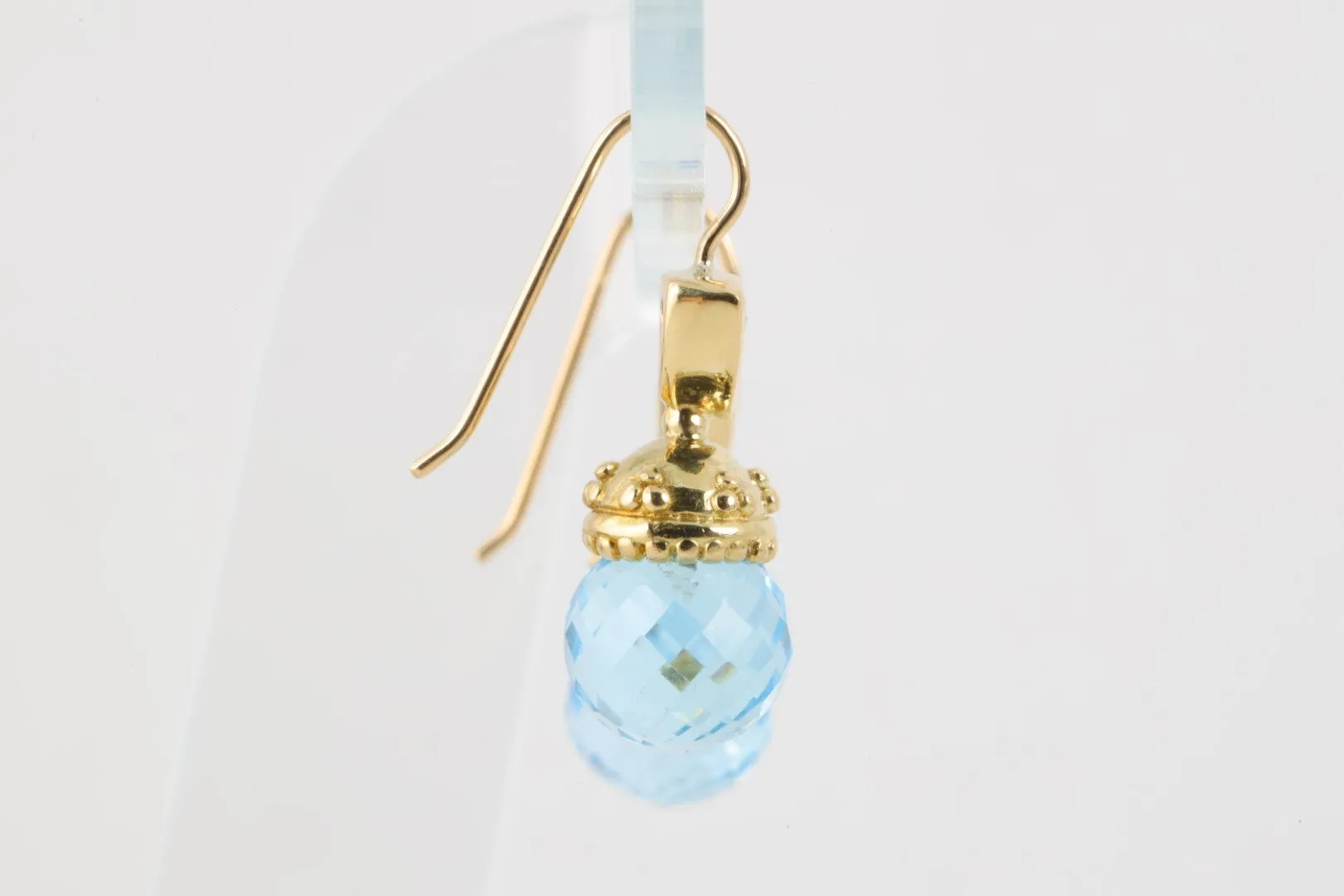 18k Yellow Gold 14.76tcw Blue Topaz Dangle Earrings (7.98g.)