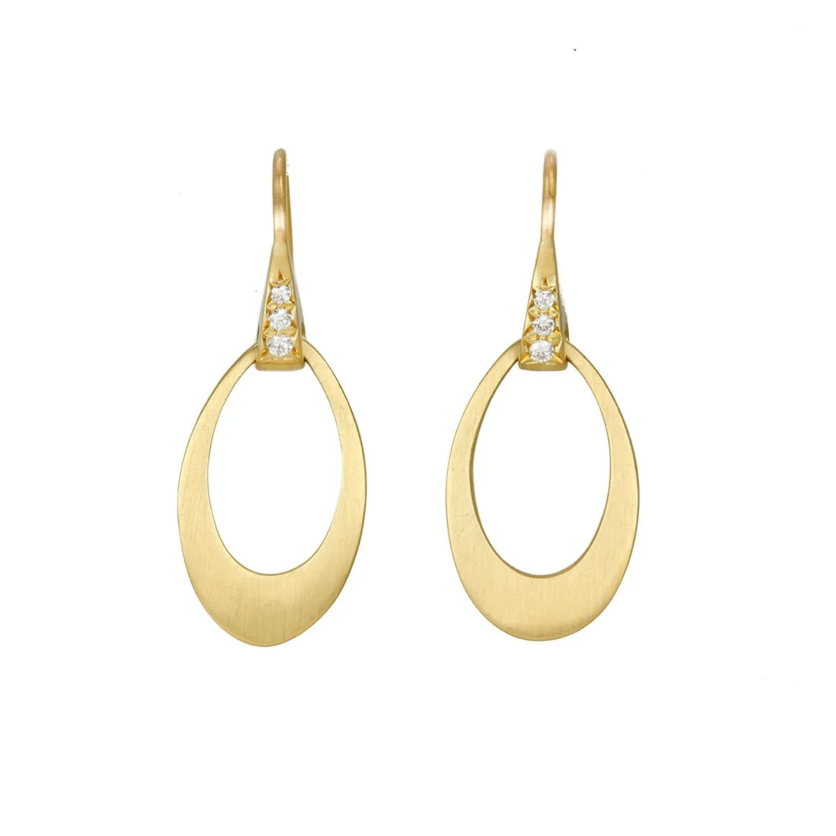 20K Gold Mini Doorknocker  Earrings with Diamonds