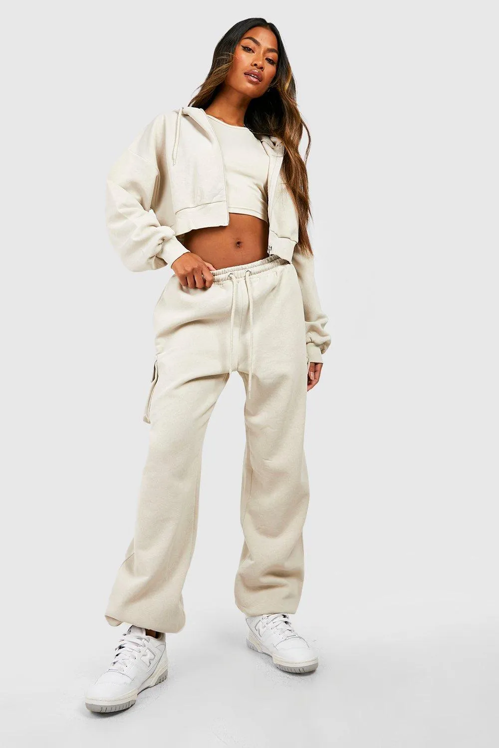 3 Piece Cropped Zip Through Hooded Tracksuit