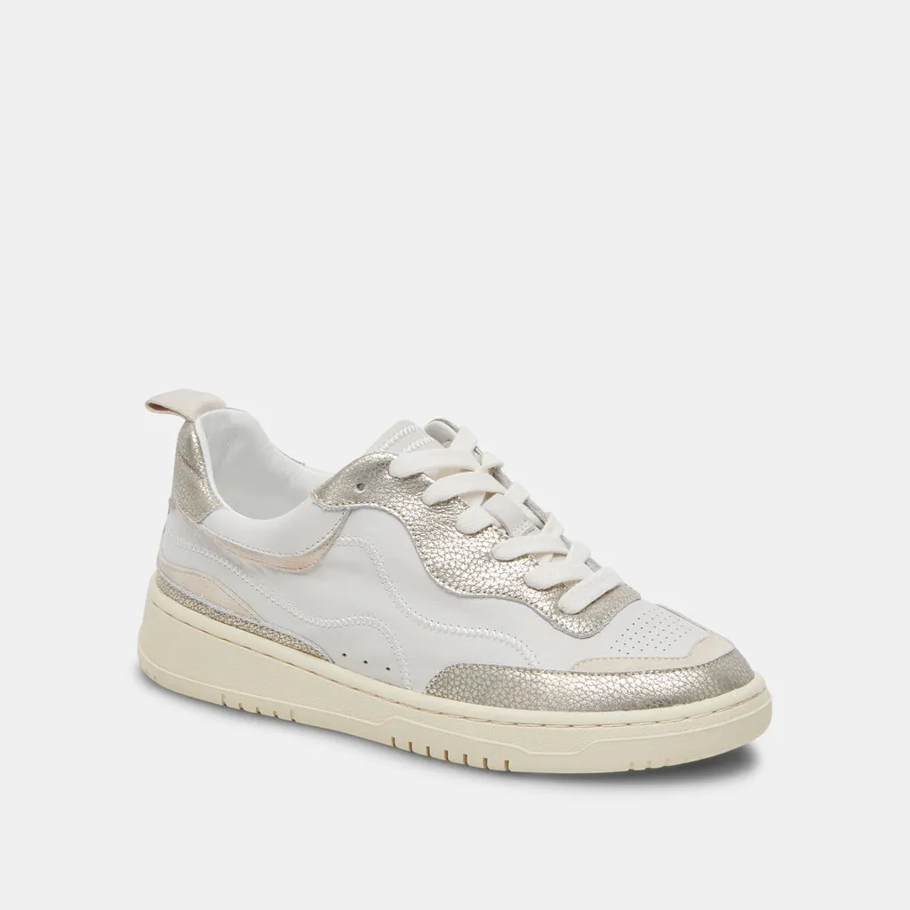 Adella Sneakers White Gold Leather | Comfortable White Gold Sneakers– Dolce Vita 6939726970946