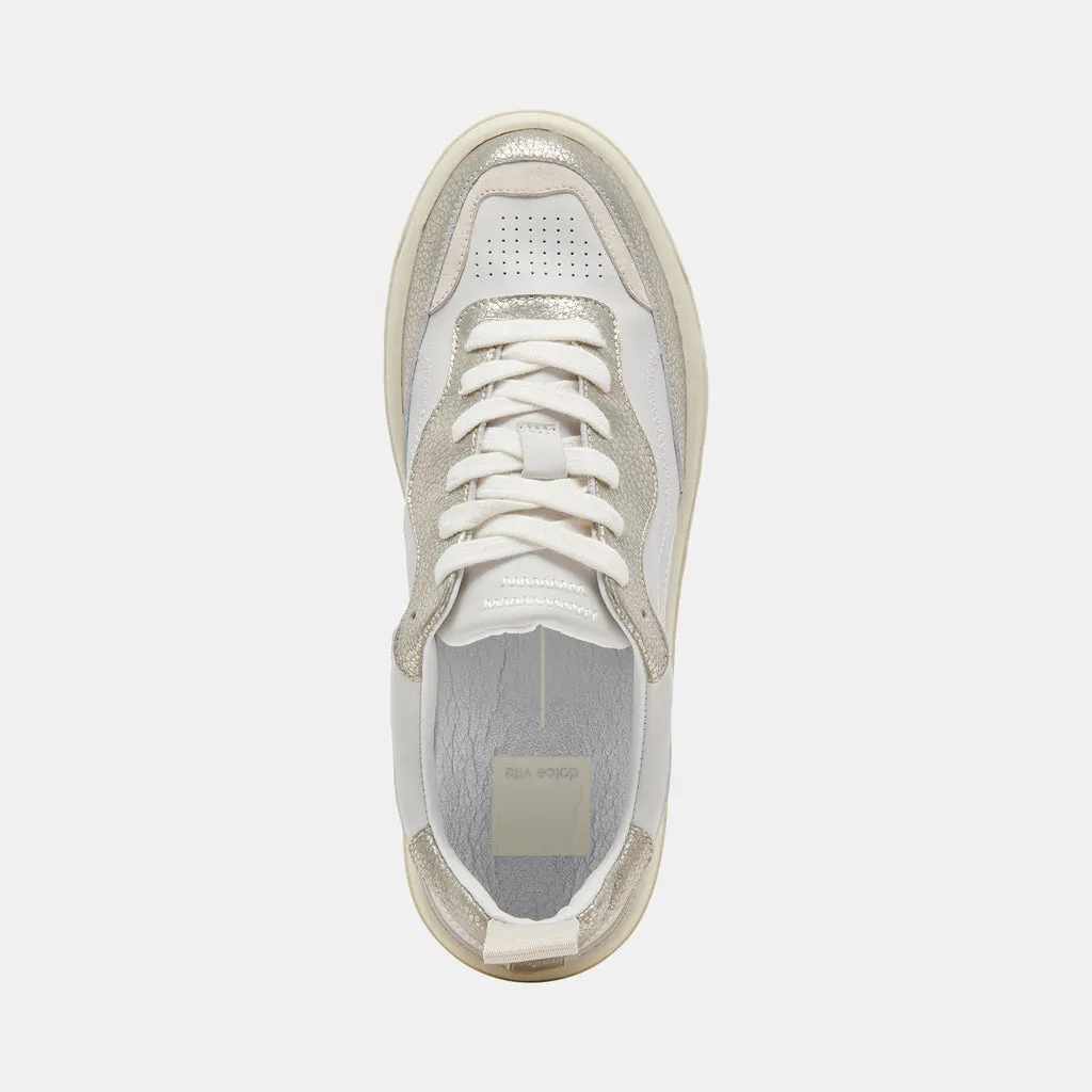 Adella Sneakers White Gold Leather | Comfortable White Gold Sneakers– Dolce Vita 6939726970946