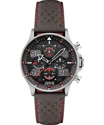 AVI-8 Hawker Typhoon Coningham Chronograph Leather Strap Black Dial Quartz AV-4093-0A Men's Watch