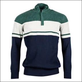 Bailey's Green & Navy Zip Neck: