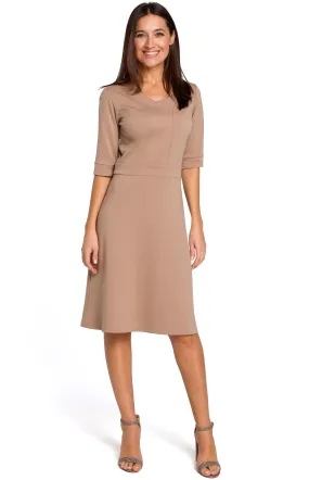 Beige fit and flare dress