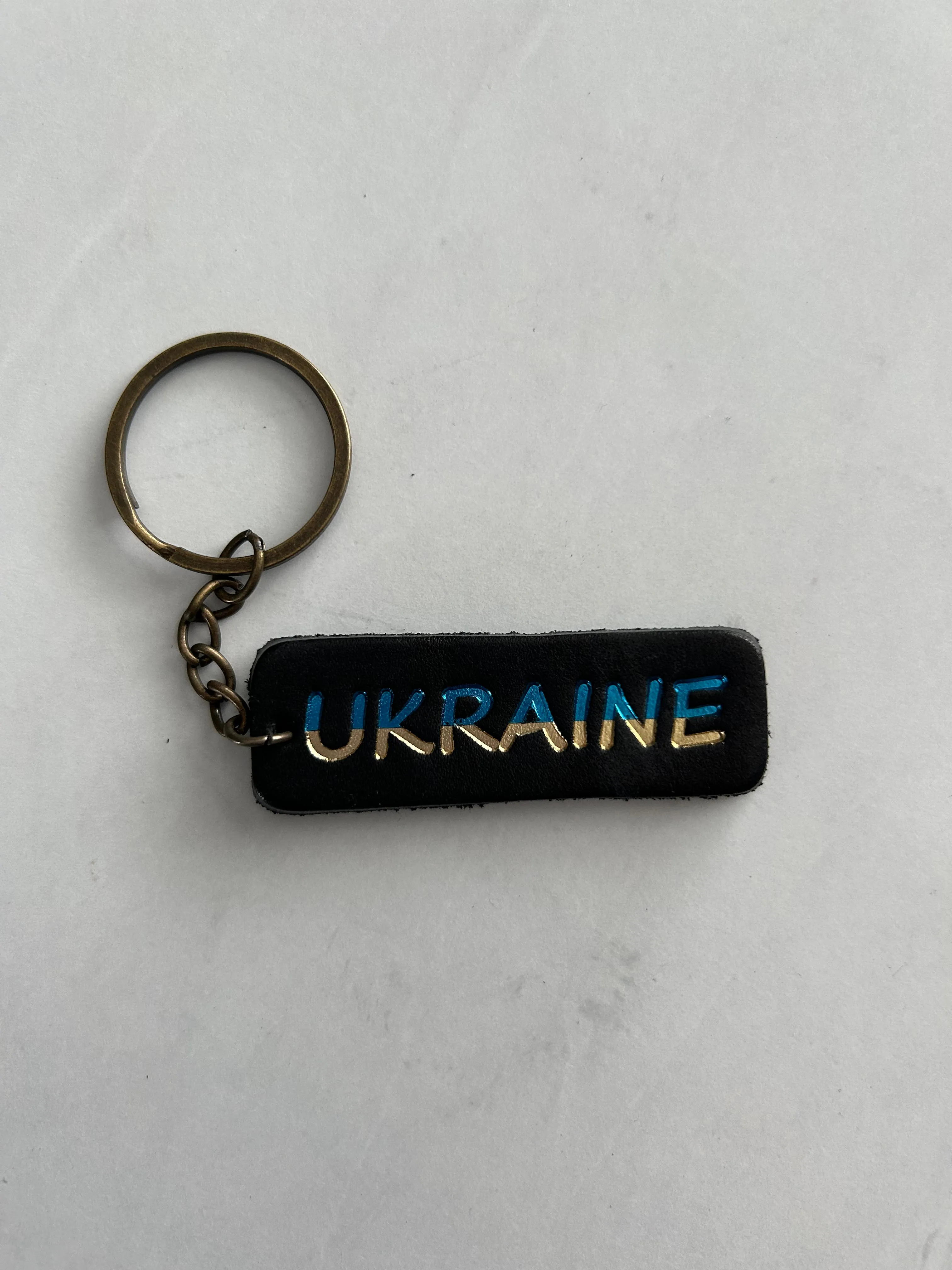 Black Leather Keychain-“Ukraine”