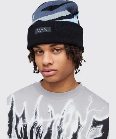 boohoo Mens Spray Paint Effect Graphic Beanie