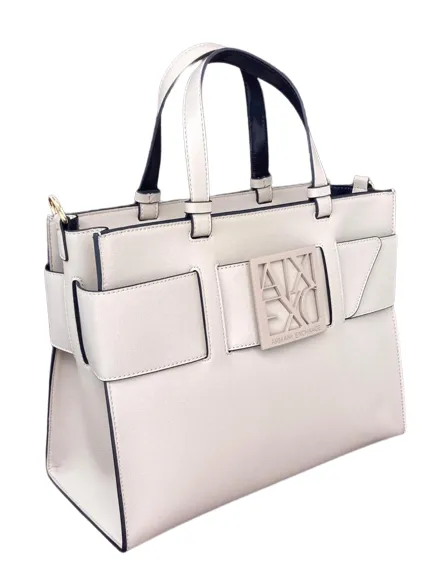 BORSA MINI BEIGE IN ECO-PELLE CON FIBBIA-LOGO