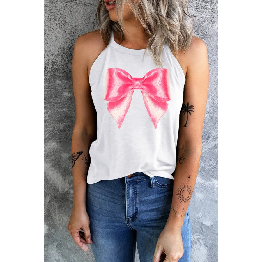 Bow Graphic Grecian Neck Tank