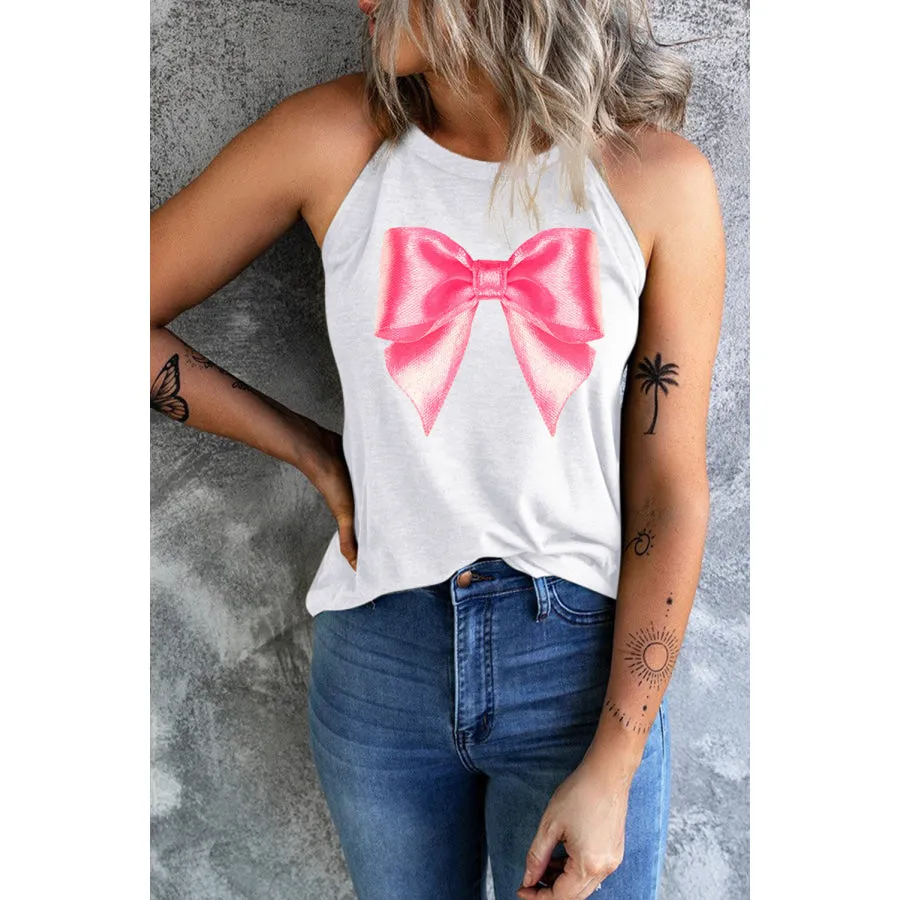 Bow Graphic Grecian Neck Tank