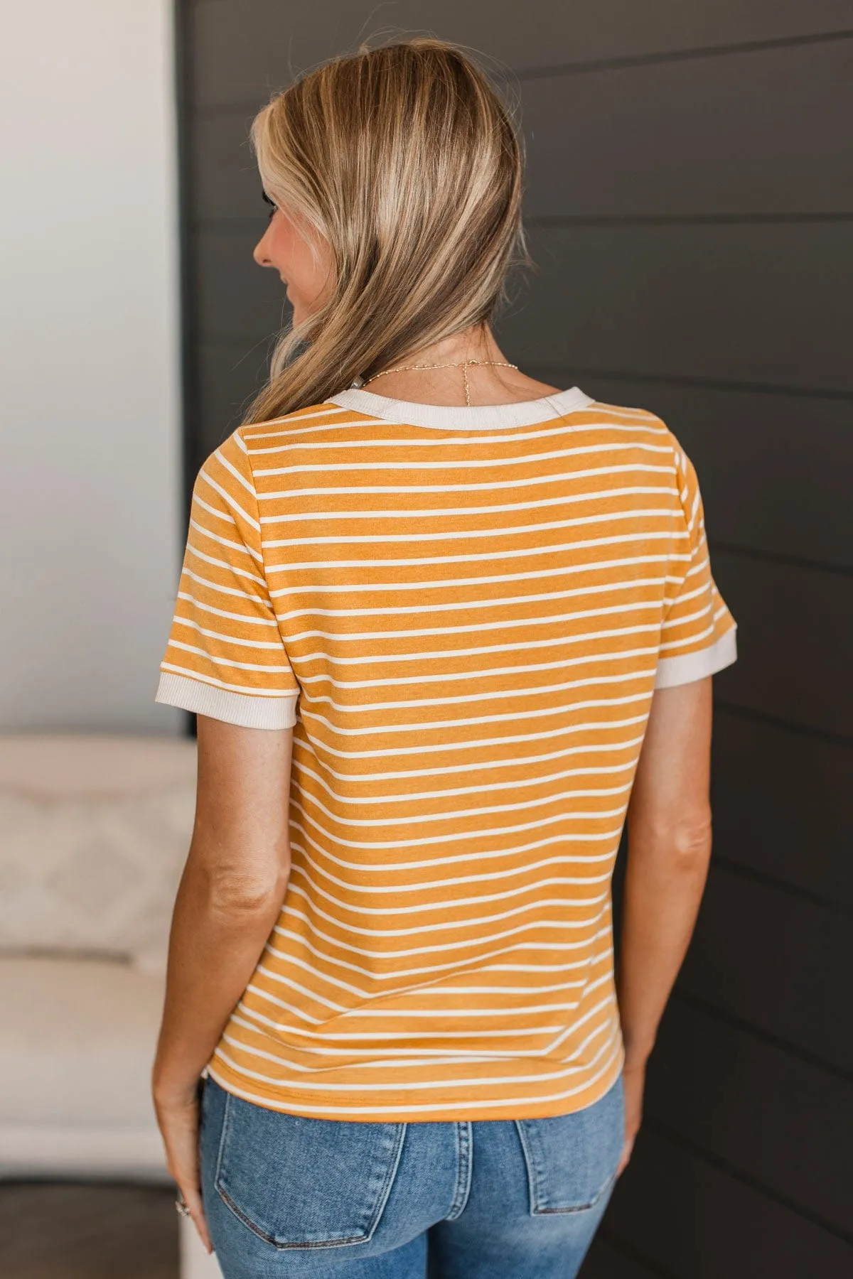 Burning Daylight Striped Top- Mustard