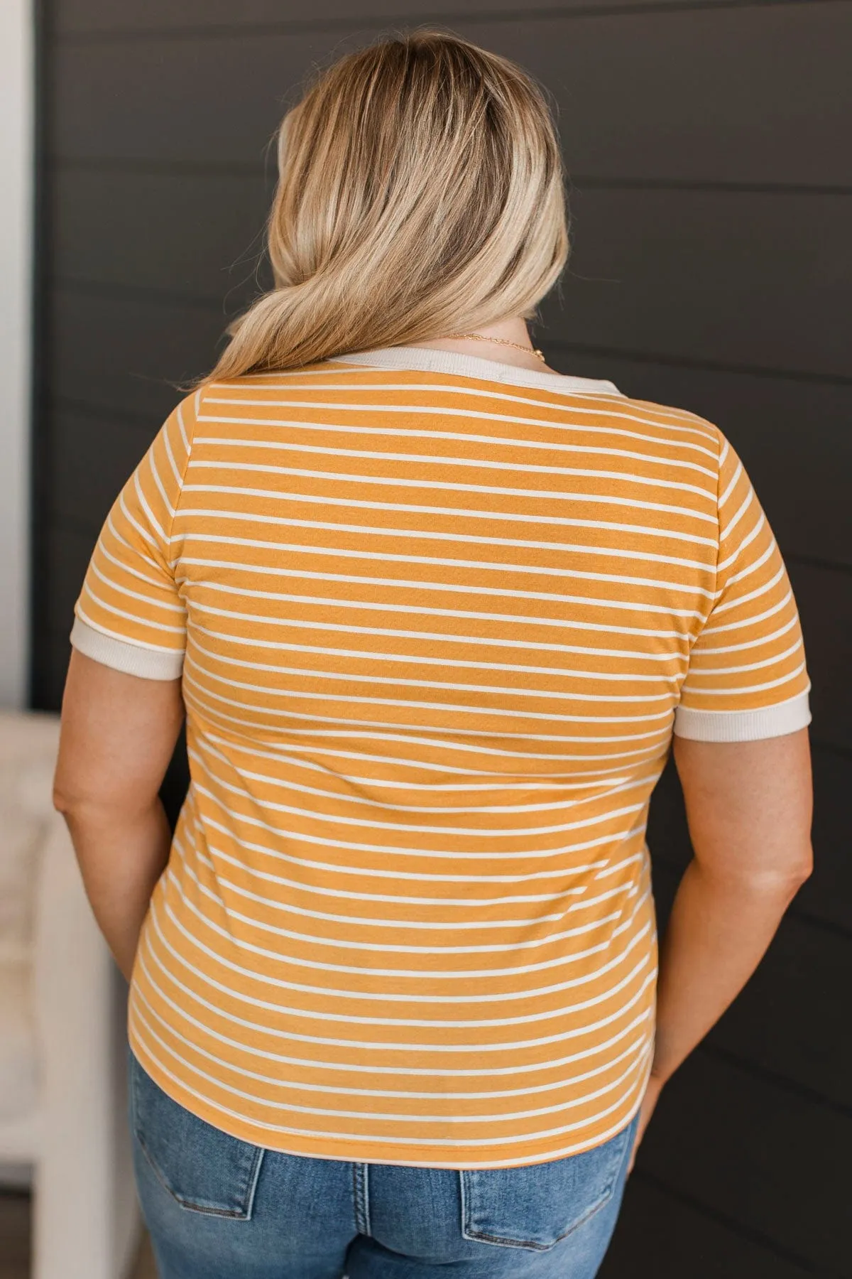 Burning Daylight Striped Top- Mustard