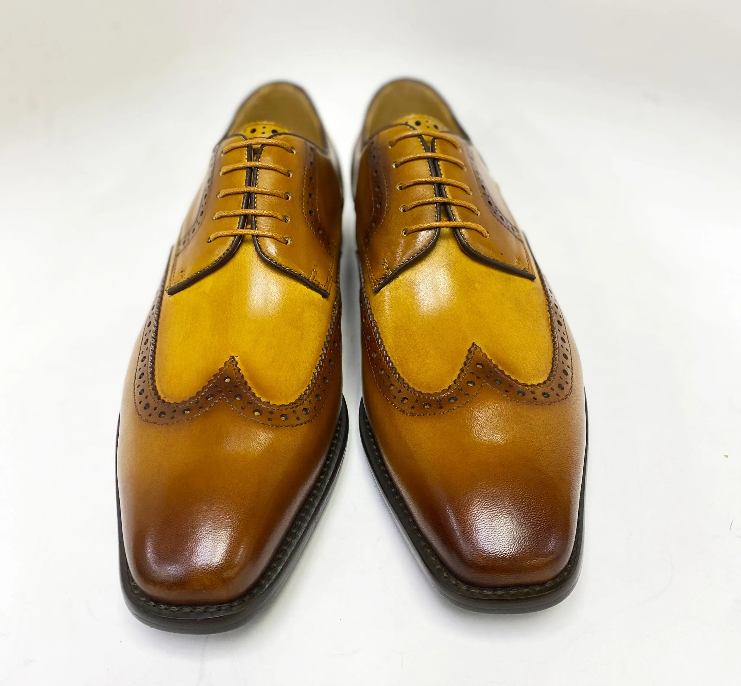 Burnished Leather Lace-Up Shoe Tan/Cognac