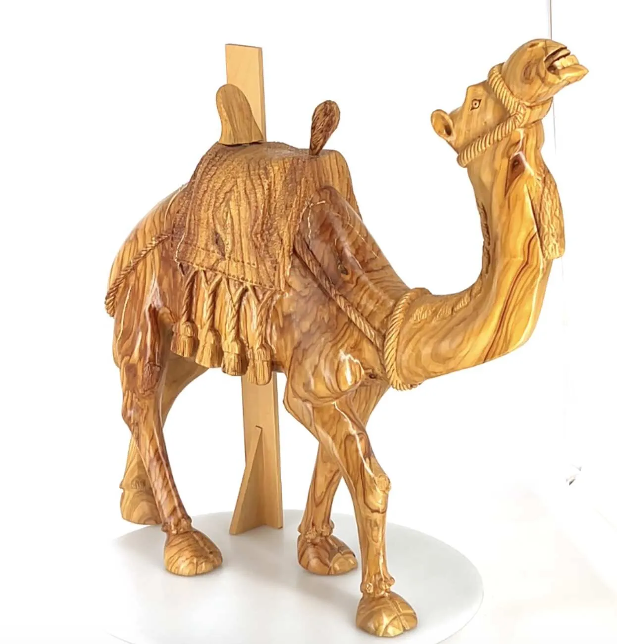 Camel Masterpiece Carving, 26 Tall, Large Olive Wood from Holy Land