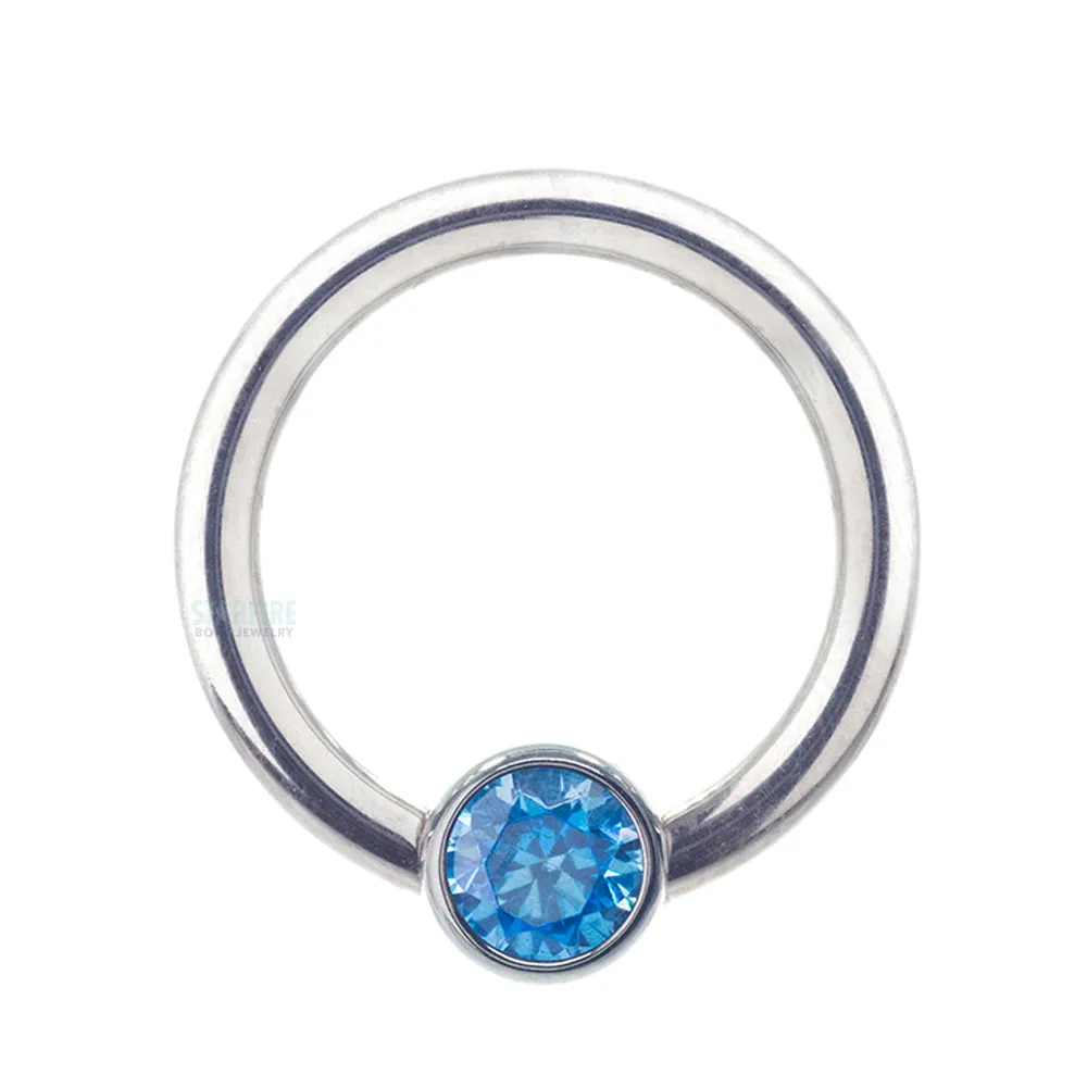 Captive Bead Ring (CBR) with Bezel-set Brilliant-Cut Gem - 16 ga. 5/16