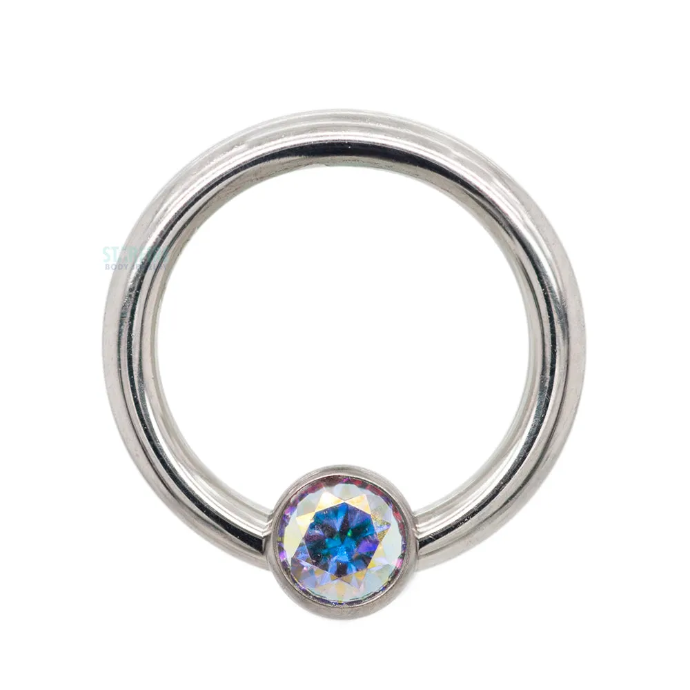 Captive Bead Ring (CBR) with Bezel-set Brilliant-Cut Gem - 16 ga. 5/16