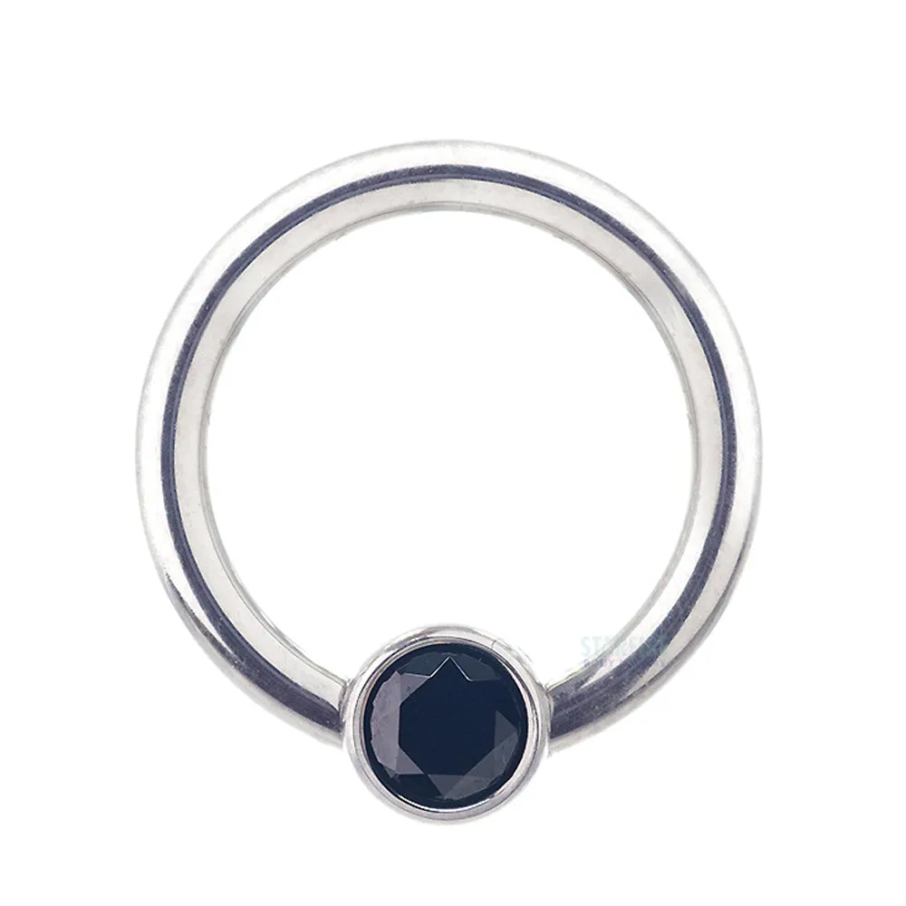 Captive Bead Ring (CBR) with Bezel-set Brilliant-Cut Gem - 16 ga. 5/16