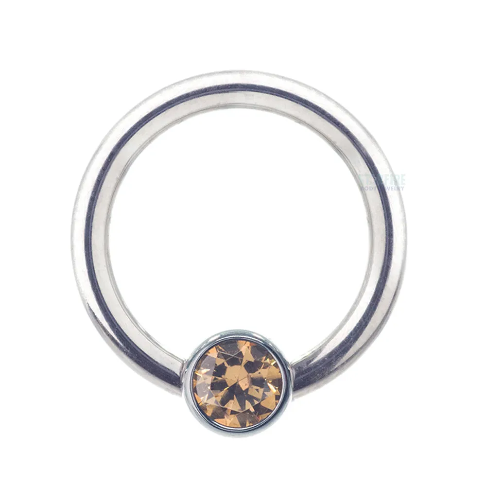 Captive Bead Ring (CBR) with Bezel-set Brilliant-Cut Gem - 16 ga. 5/16