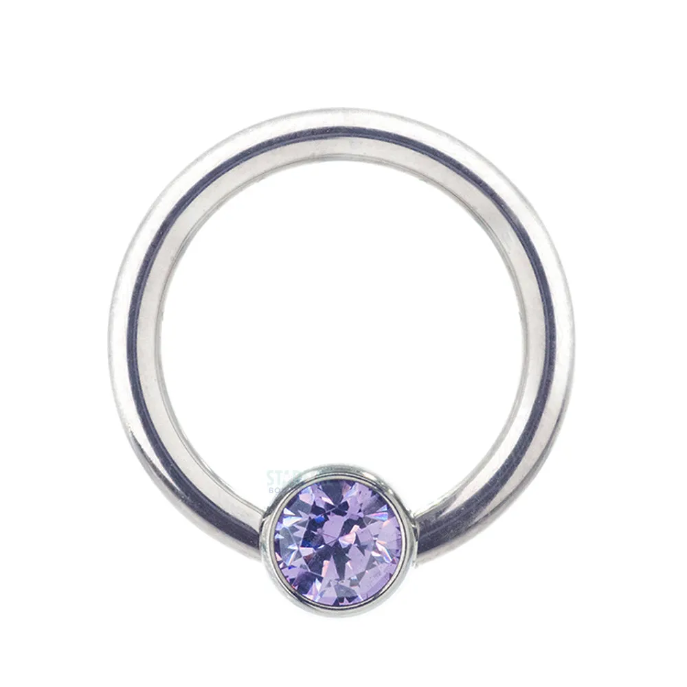 Captive Bead Ring (CBR) with Bezel-set Brilliant-Cut Gem - 16 ga. 5/16