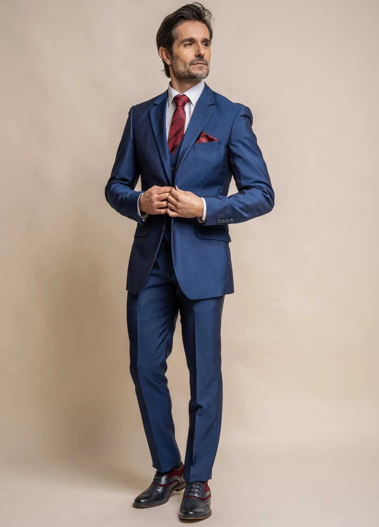 Cavani Ford Blue Wedding 3 Piece Suit Slim Fit