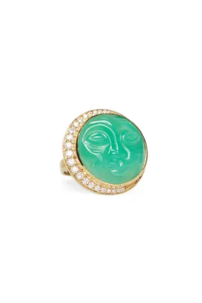 Chrysoprase Man in the Moon Ring