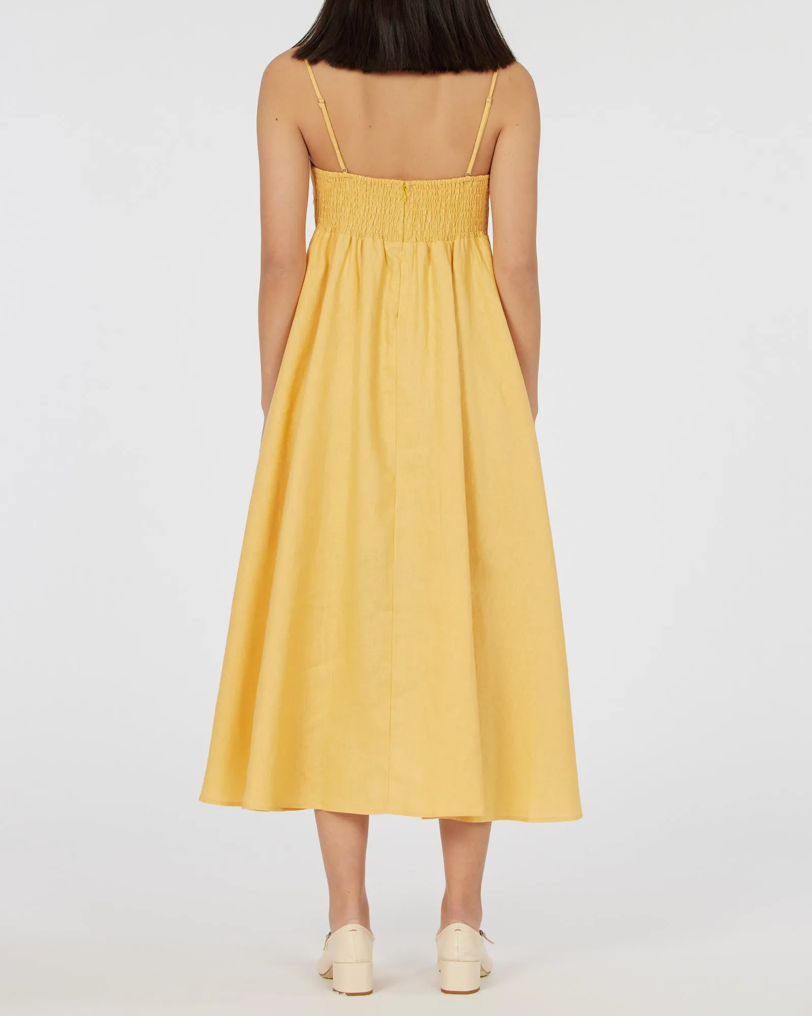 Corinna Linen Midi Dress - Buttercup