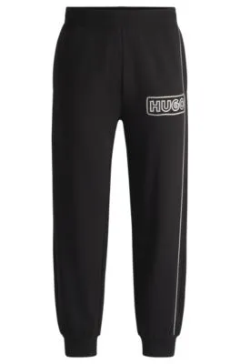 Cotton-terry tracksuit bottoms with chain-stitch logo