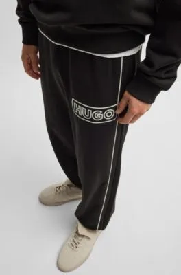 Cotton-terry tracksuit bottoms with chain-stitch logo