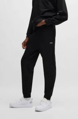 Cotton-terry tracksuit bottoms with logo print