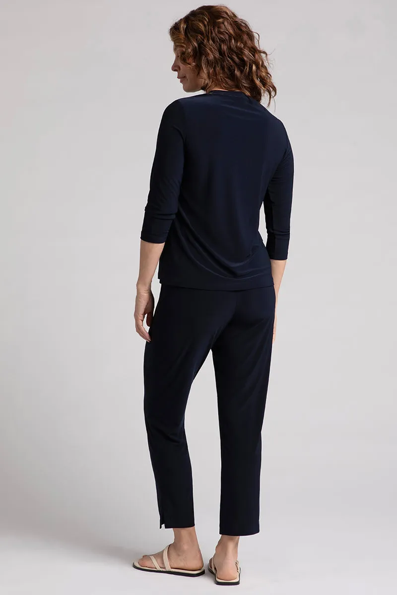 Crew Neck Slim Top | Navy