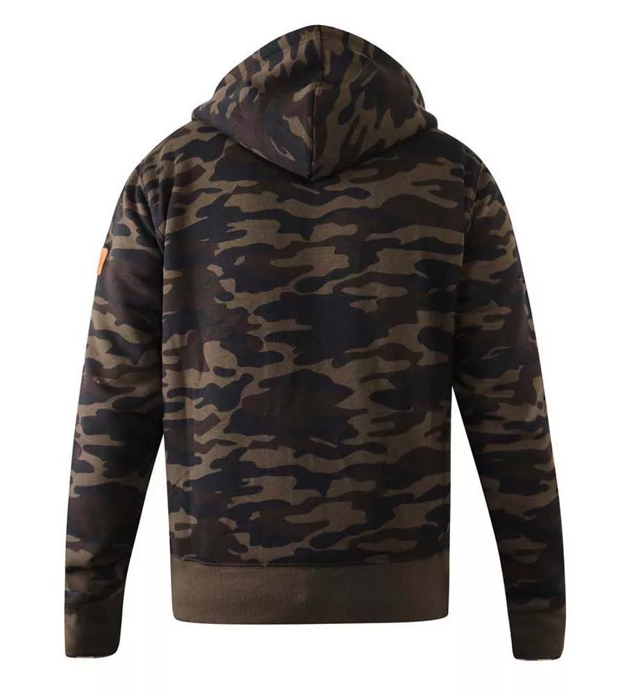 D555 Big Mens Full Zip Hoodie With Camouflage Print (REGENT)