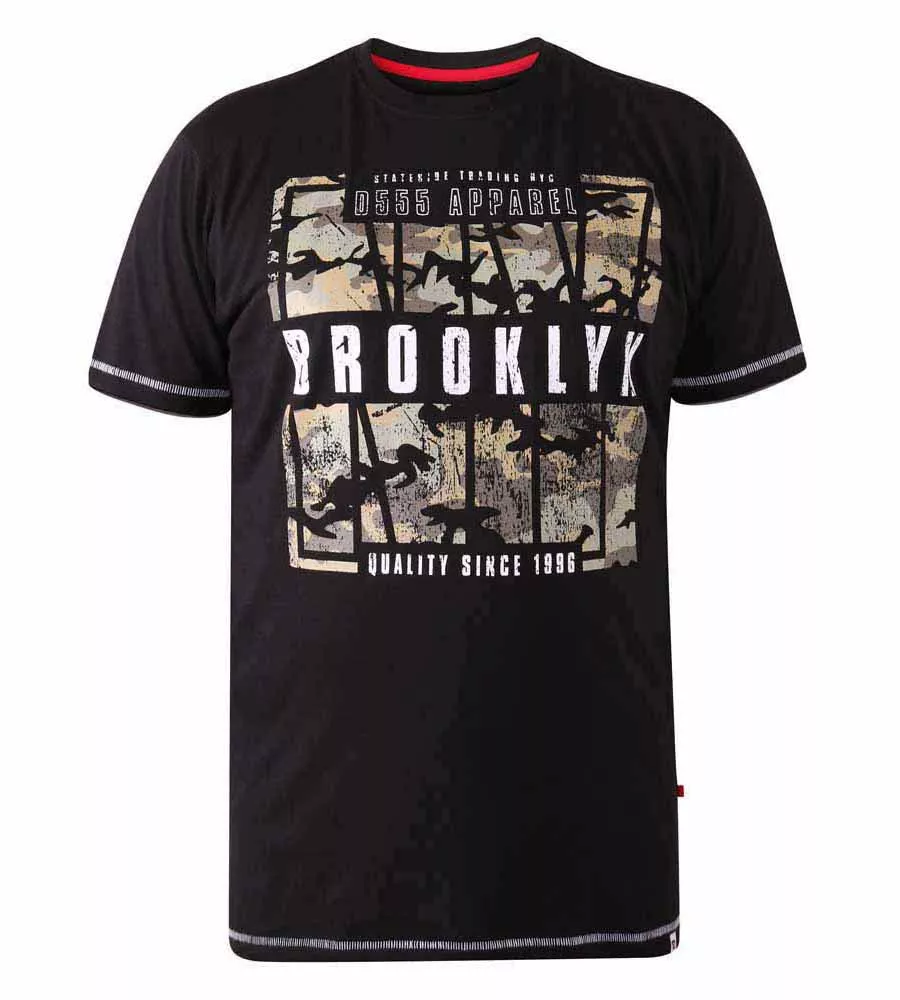 D555 Tall Mens Brooklyn Camouflage Printed T-Shirt (BRICKET)