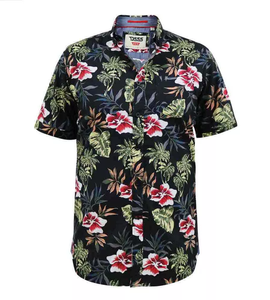 D555 Tall Mens Hawaiian Print Short Sleeve Shirt (WILTON)