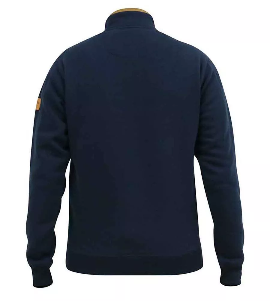 D555 Tall Mens Navy Zip Neck Sweatshirt With Chest Embroidery (DONALD)