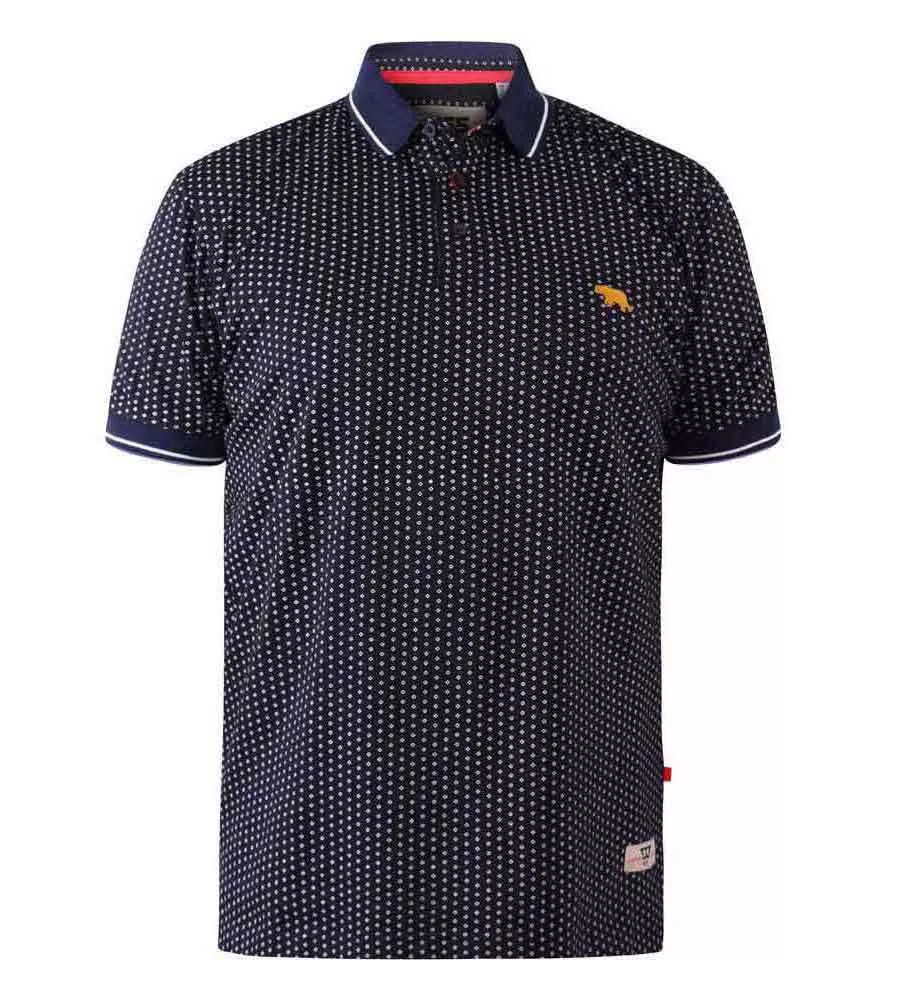 D555 Tall Mens Polo Shirt With All Over Print and Chest Embroidery (BATTERSEA)