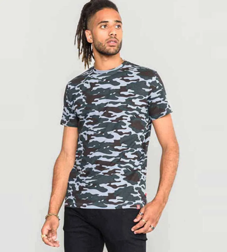 D555 Tall Mens Storm Grey Camouflage Print T-Shirt (GASTON STORM)