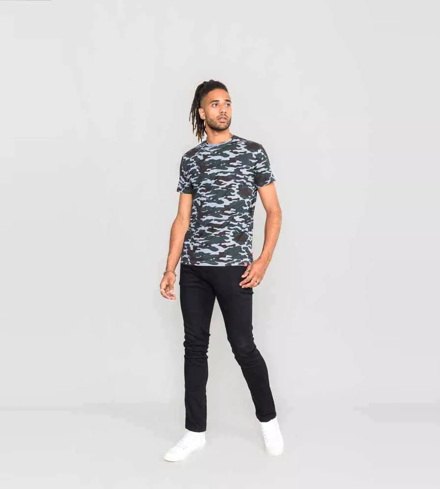 D555 Tall Mens Storm Grey Camouflage Print T-Shirt (GASTON STORM)