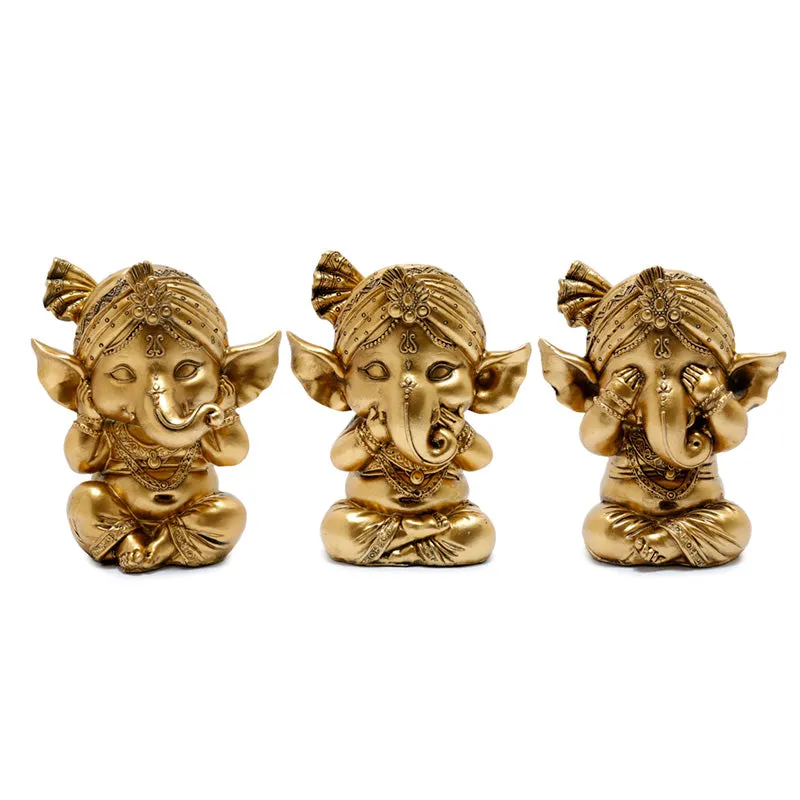 Decorative Set of 3 Ganesh Figurines - Speak No See No Hear No Evil GAN20