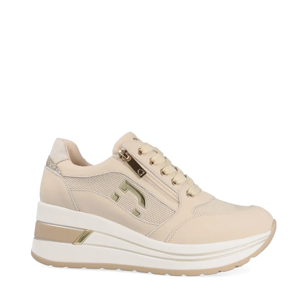 DONNA SERENA Cream Platform Trainer