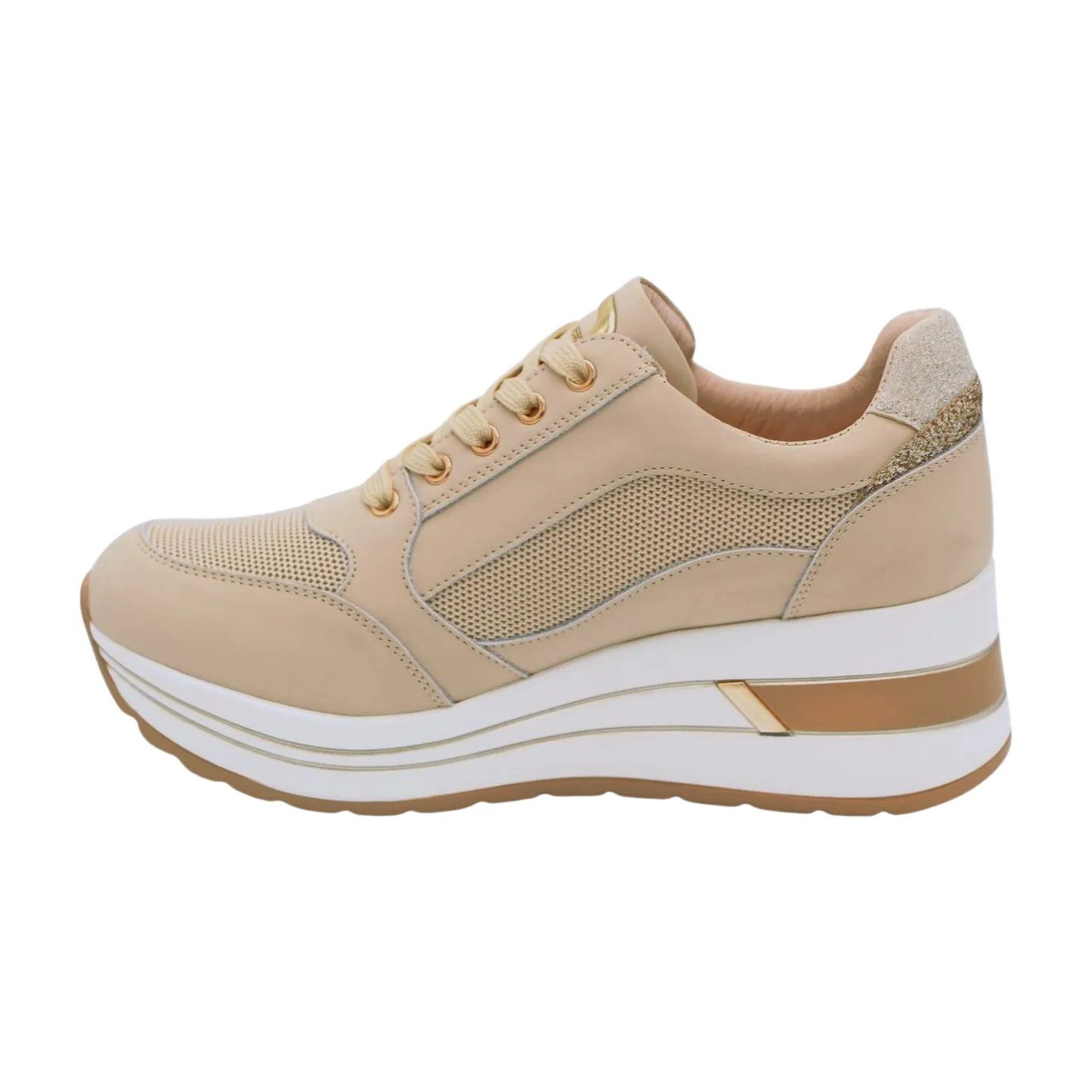 DONNA SERENA Cream Platform Trainer